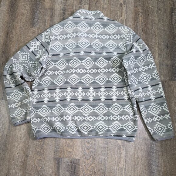 Southern Grit Western Aztec Women's Pullover Fleece 1/4 Button Large Gray - Picture 5 of 7